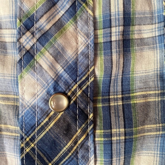 Wrangler Cowboy Retro Western Snap Pearl Sawtooth Pocket Plaid Shirt M - Picture 4 of 10